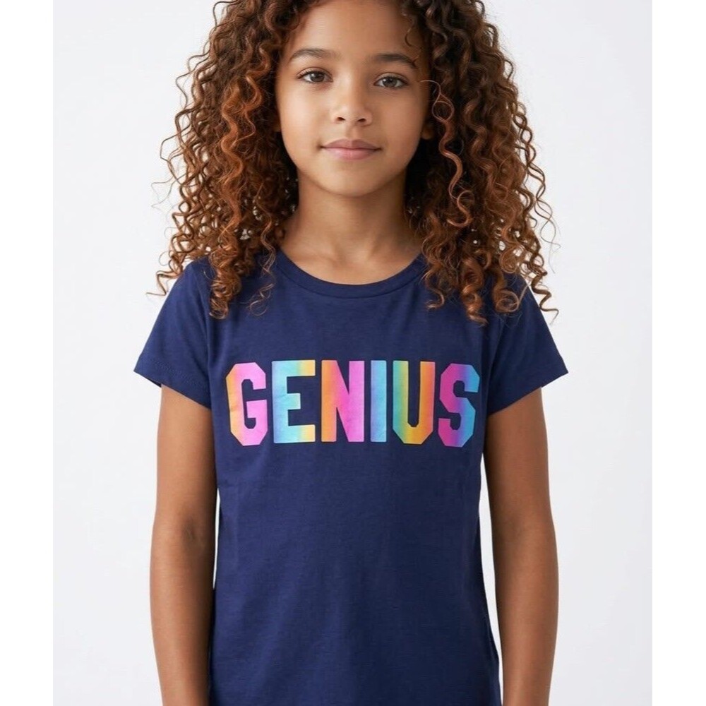 Spotted Zebra Girls Genius Short-Sleeve T-Shirts Crew Neck Top Blue Size M -8 - Picture 2 of 9